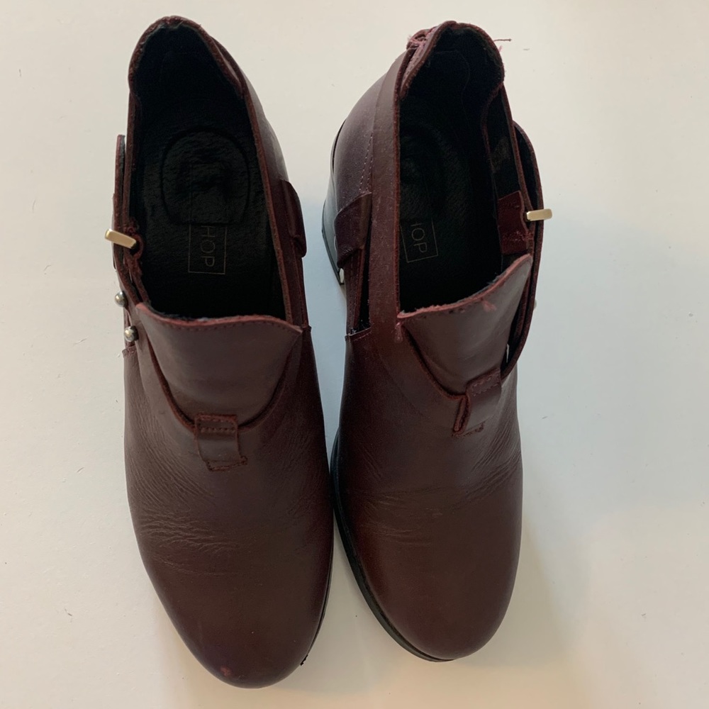 TOPSHOP Burgandy Block Heel Booties SZ 7 - Picture 2 of 7
